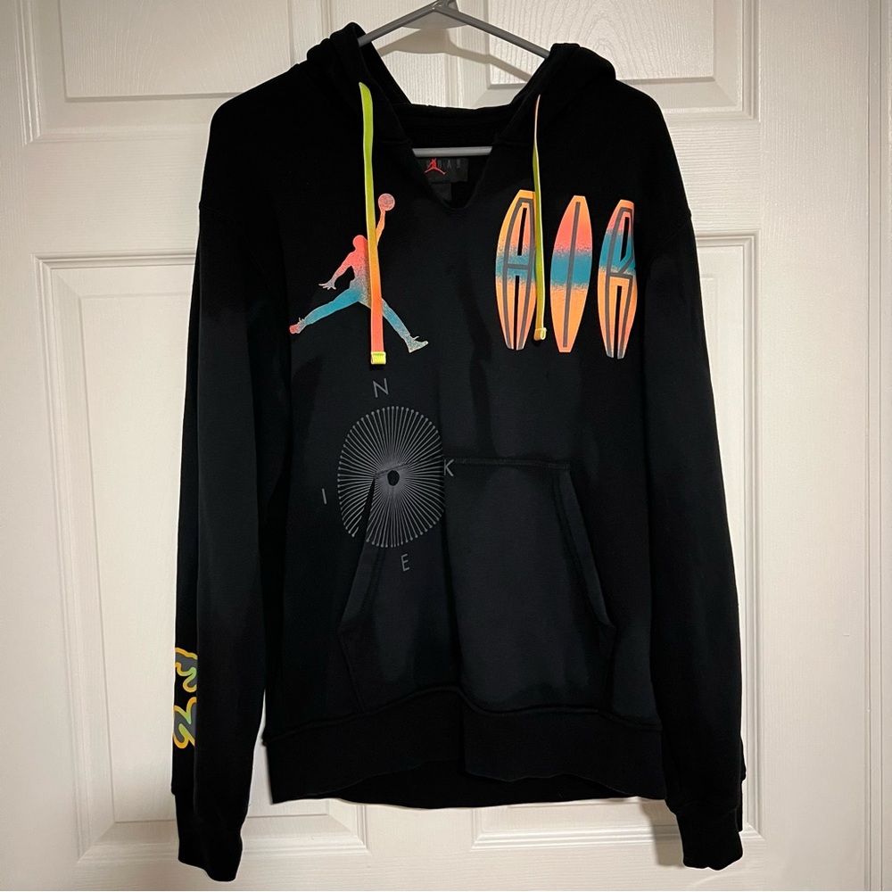 Nike Air Jordan Flight MVP Black Neon Hoodie Size XS - Picture 3 of 4